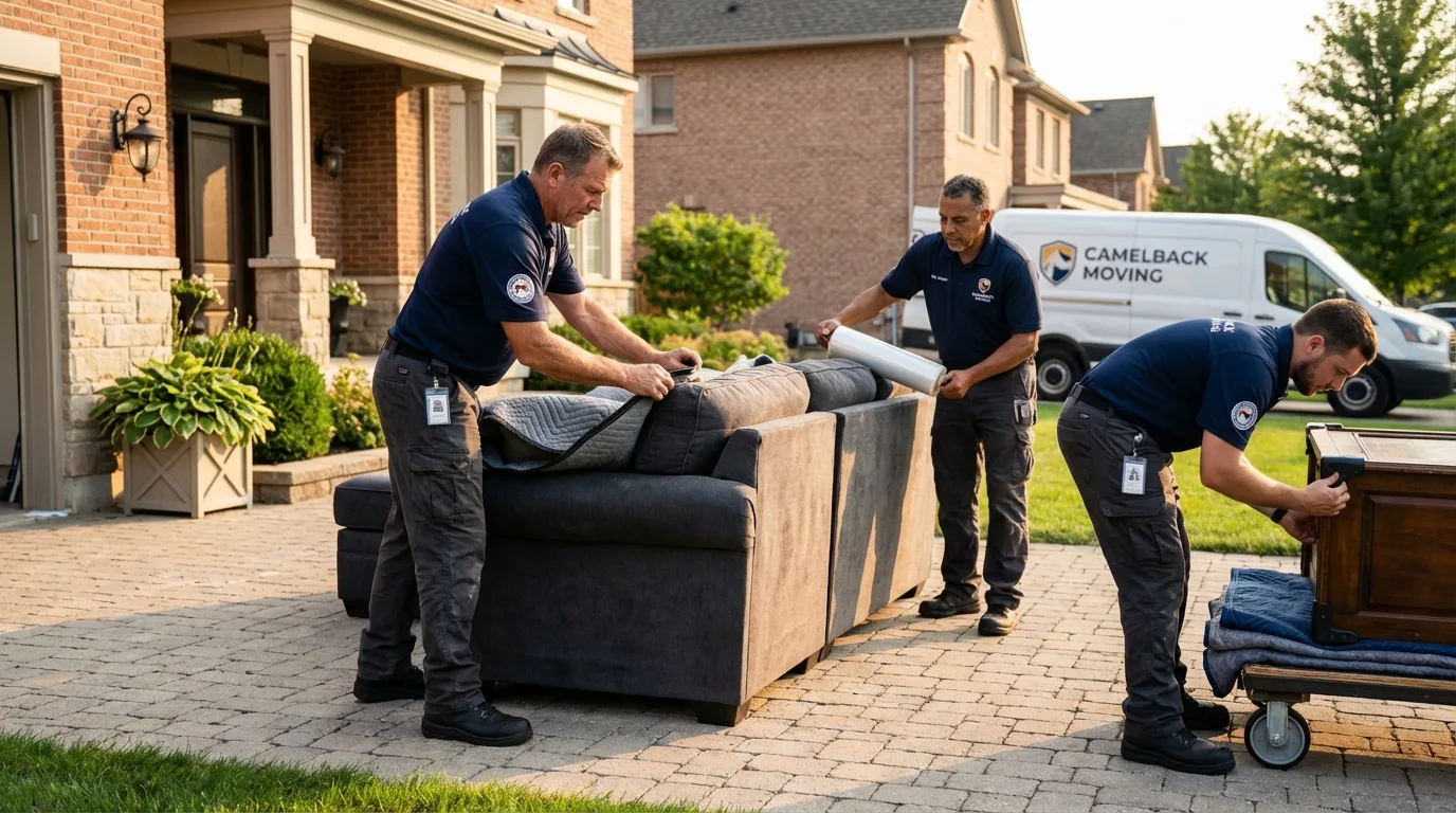 Large estate moving crew wrapping furniture in Walnut Grove, CA