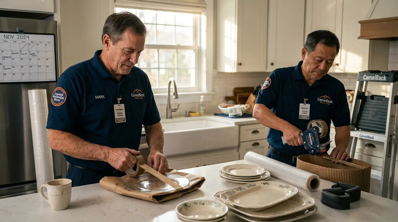 Professional crew packing kitchen dishware in Walnut Grove, CA